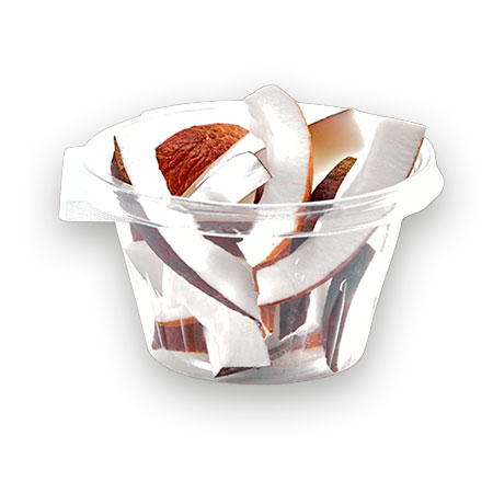 Coco natural troceado y listo para disfrutar. Fresco, nutritivo y con todo su sabor tropical.